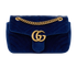 Medium GG Marmont, &pound;475, Handbags, Blue, Velvet, Front view